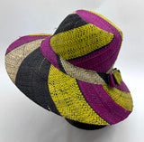 Flat Brim Raffia Sunhat in Liquorice Allsorts Madagascan