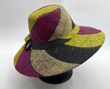 Flat Brim Raffia Sunhat in Liquorice Allsorts Madagascan