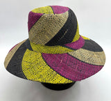 Flat Brim Raffia Sunhat in Liquorice Allsorts Madagascan