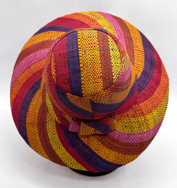 Flat Brim Raffia Sunhat in Lollipop Madagascan