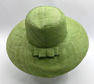 Flat Brim Raffia Sunhat in Pear Green Madagascan