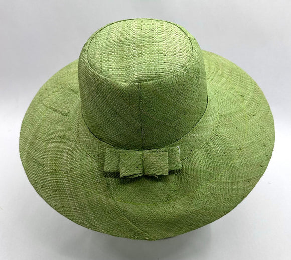 Flat Brim Raffia Sunhat in Pear Green Madagascan
