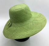 Flat Brim Raffia Sunhat in Pear Green Madagascan