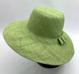 Flat Brim Raffia Sunhat in Pear Green Madagascan