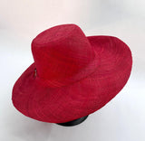 Flat Brim Raffia Sunhat in Red Madagascan