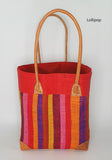 Raffia Basket Stripes Medium |Madagascan