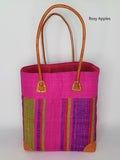 Raffia Basket Stripes Medium |Madagascan
