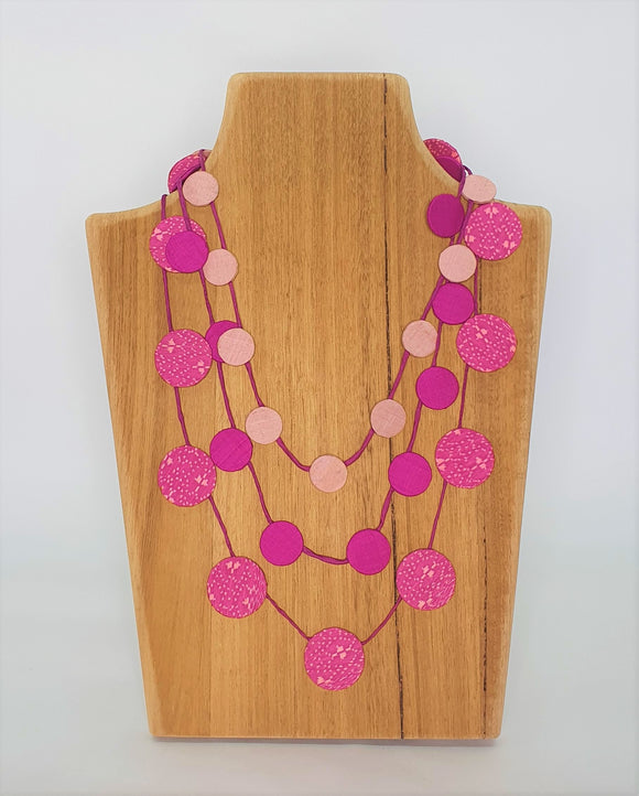 3 Strand Circle Silk Necklace Adjustable Cambodian