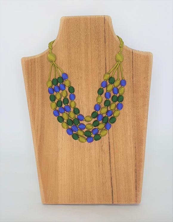 4 STRAND SILK BEAD NECKLACE ADJUSTABLE Khmer Cambodian