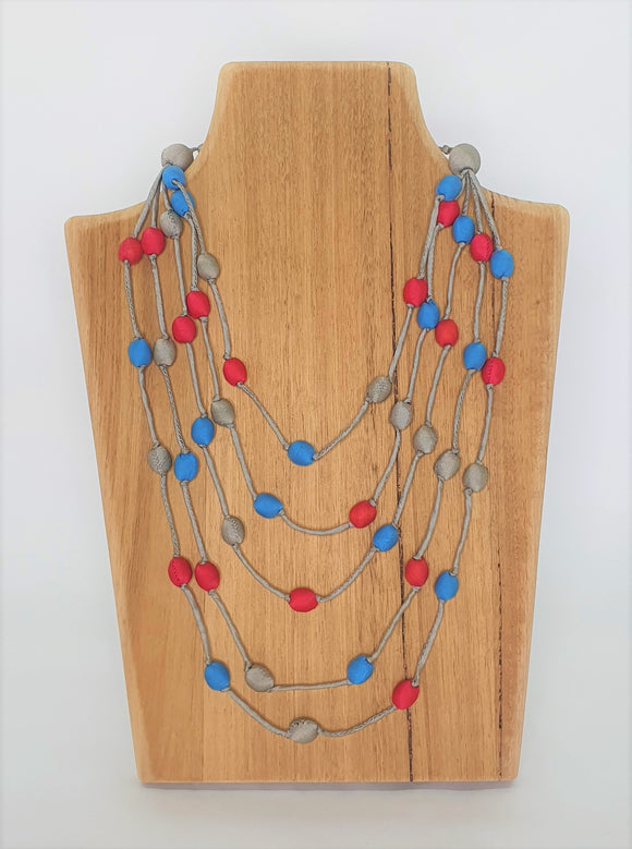 5 STRAND BAUBLE SILK NECKLACE Khmer Cambodian