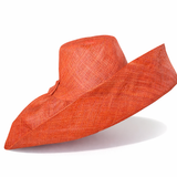 Raffia Curve Brim Hat Large Brim in Burnt Orange Madagascan