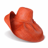 Raffia Curve Brim Hat Large Brim in Burnt Orange Madagascan