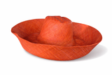Raffia Curve Brim Hat Large Brim in Burnt Orange Madagascan
