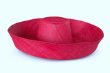 Raffia Curve Brim Hat Large Brim in Cardinal Red Madagascan