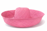 Raffia Curve Brim Hat Large Brim in Carnation Pink Madagascan