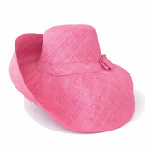 Raffia Curve Brim Hat Large Brim in Carnation Pink Madagascan