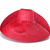 Raffia Curve Brim Hat Large Brim in Cherry Red Madagascan