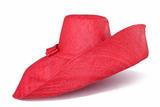 Raffia Curve Brim Hat Large Brim in Cherry Red Madagascan