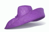 Raffia Curve Brim Hat Large Brim in Dark Iris Madagascan