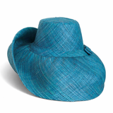 Raffia Curve Brim Hat Large Brim in Dark Peacock Blue Madagascan