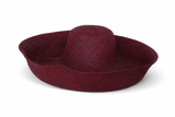 Raffia Curve Brim Hat Large Brim in Dark Raisin Madagascan