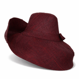 Raffia Curve Brim Hat Large Brim in Dark Raisin Madagascan