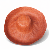 Raffia Curve Brim Hat Large Brim in Dark Rust Madagascan