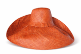Raffia Curve Brim Hat Large Brim in Dark Rust Madagascan