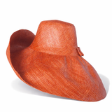 Raffia Curve Brim Hat Large Brim in Dark Rust Madagascan