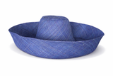 Raffia Curve Brim Hat Large Brim in Denim Blue Madagascan