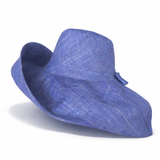 Raffia Curve Brim Hat Large Brim in Denim Blue Madagascan