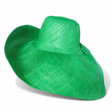 Raffia Curve Brim Hat Large Brim in Emerald Green Madagascan