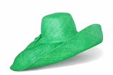 Raffia Curve Brim Hat Large Brim in Emerald Green Madagascan