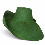 Raffia Curve Brim Hat Large Brim in Forest Green Madagascan