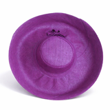 Raffia Curve Brim Hat Large Brim in Grape Madagascan