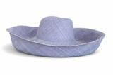 Raffia Curve Brim Hat Large Brim in Ice Blue Madagascan