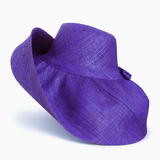 Raffia Curve Brim Hat Large Brim in Indigo Madagascan
