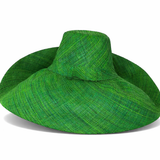Raffia Curve Brim Hat Large Brim in Kelly Green Madagascan