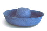 Raffia Curve Brim Hat Large Brim in Lake Blue Madagascan