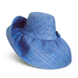 Raffia Curve Brim Hat Large Brim in Lake Blue Madagascan