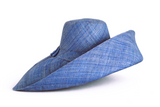 Raffia Curve Brim Hat Large Brim in Lake Blue Madagascan