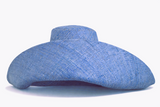 Raffia Curve Brim Hat Large Brim in Lake Blue Madagascan