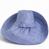 Raffia Curve Brim Hat Large Brim in Light Cornflower Blue Madagascan