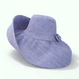 Raffia Curve Brim Hat Large Brim in Light Cornflower Blue Madagascan