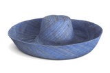 Raffia Curve Brim Hat Large Brim in Light Steel Blue Madagascan