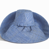 Raffia Curve Brim Hat Large Brim in Light Steel Blue Madagascan