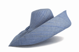 Raffia Curve Brim Hat Large Brim in Light Steel Blue Madagascan