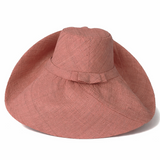 Raffia Curve Brim Hat Large Brim in Melon Pink Madagascan