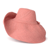 Raffia Curve Brim Hat Large Brim in Melon Pink Madagascan