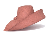 Raffia Curve Brim Hat Large Brim in Melon Pink Madagascan